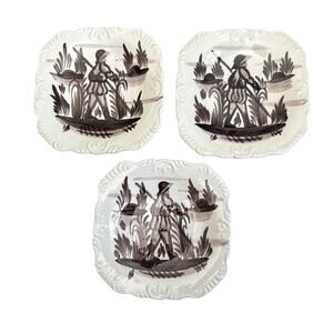 Vintage Handpainted Mia The Cooley Collection set of 3 Bread Plates